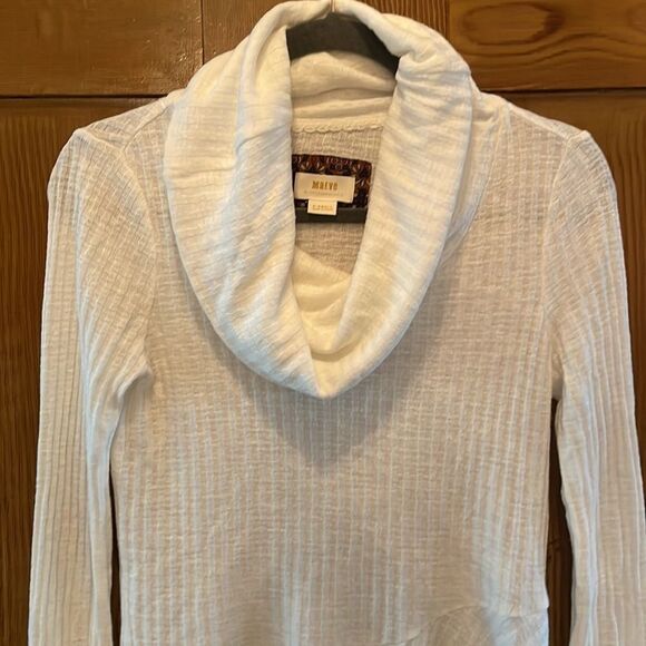 Maeve by Anthropologie Winterscape Cowl Neck Peplum Sweater - White XS - Picture 3 of 8